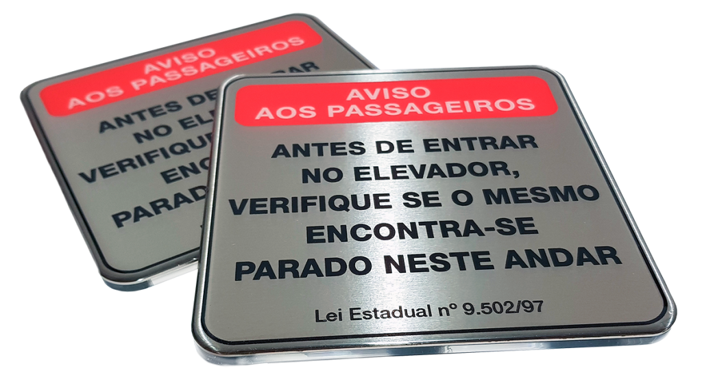 placa de aviso para elevador